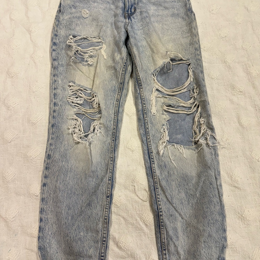 Aeropostale Light Blue Distressed Mom Jeans Size 6